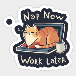 Priorities Nap - Procrastination Cute Cat - Funny Computer Coffee Sticker